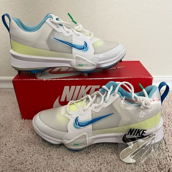 Nike Force Trout 9 Pro Baseball Cleats White Blue - Picture 1 of 11